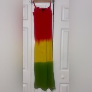 Cooyah Bob Marley Colors Slit Leg Sleeveless Casual Summer Maxi Dress Size Small